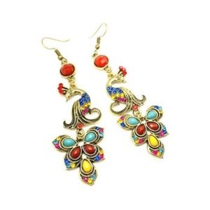 Novadab rhinestone/goldtone peacock earrings